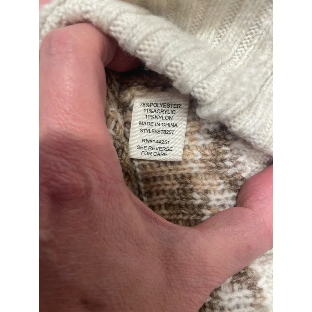Jessica Simpson Snowflake Fair‎ Isle Knit Sweater Cozy Winter Cream Brown XS NWT